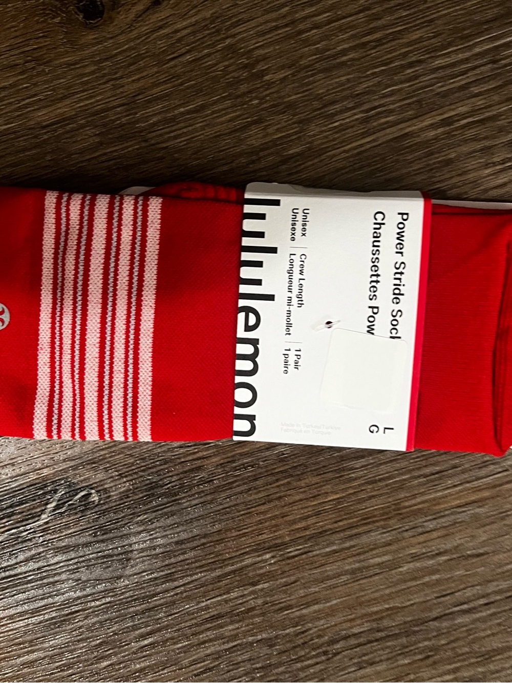 lululemon athletica Power Stride Crew Socks - Red with White Stripes